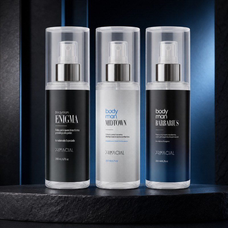 Kit Body Splash Masculino Barbarius + Enigma + Midtown 200ml