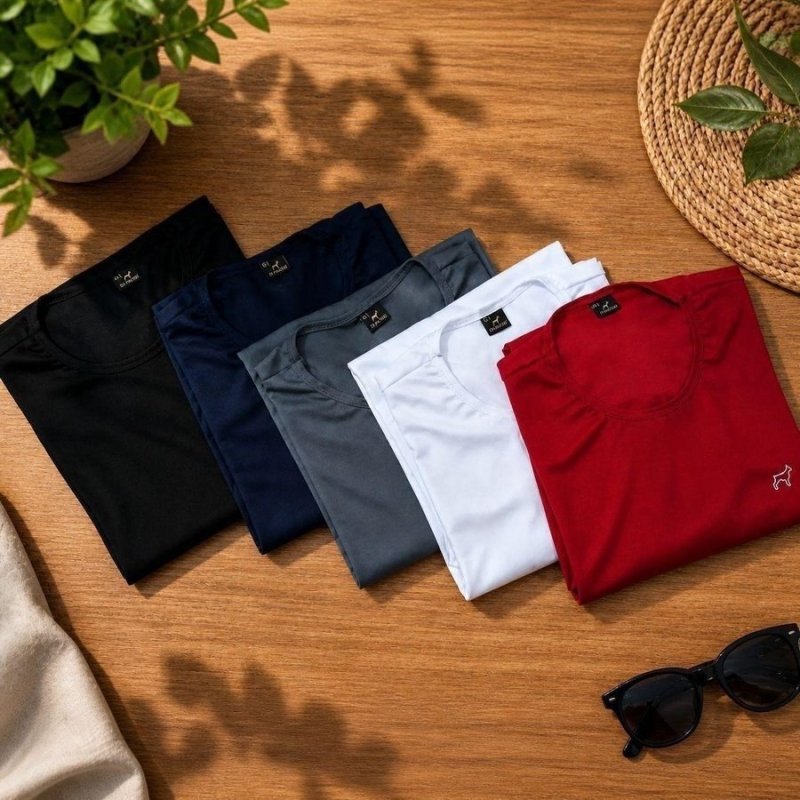 Kit com 5 Camisetas Parvori Dry Fit Slim