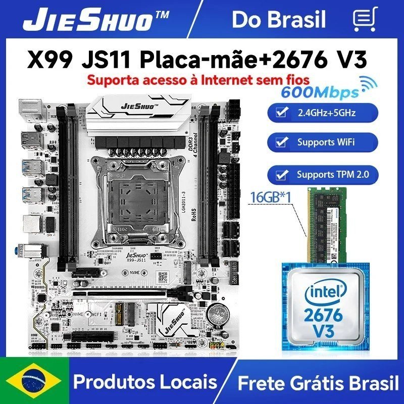 Kit X99 Jieshuo JS11 White Argb + Xeon 2676 V3 1x16GB DDR3