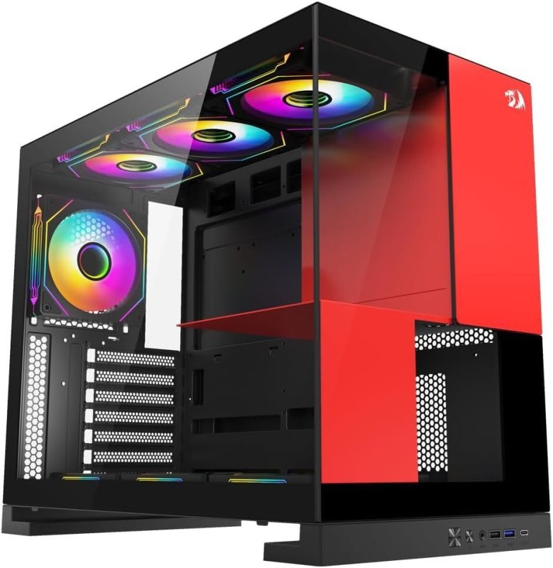 Gabinete Gamer Redragon Eternal Preto e Vermelho Sem Fans CA-612BR