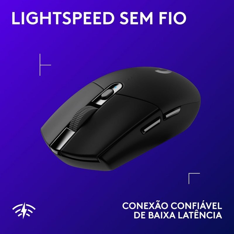 Logitech G305 Mouse Gamer Sem Fio - 12.000 DPI - 6 Botões - Preto