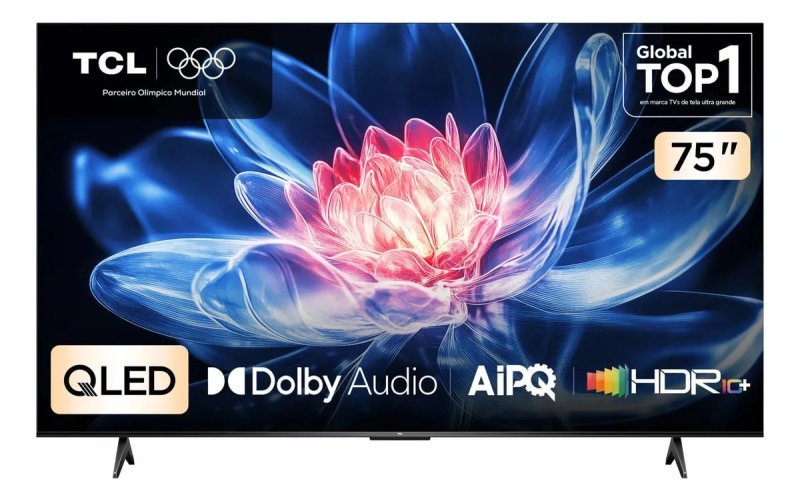 TCL Smart TV 75" T6C 4K QLED - Tela HVA HDR10+ Google TV