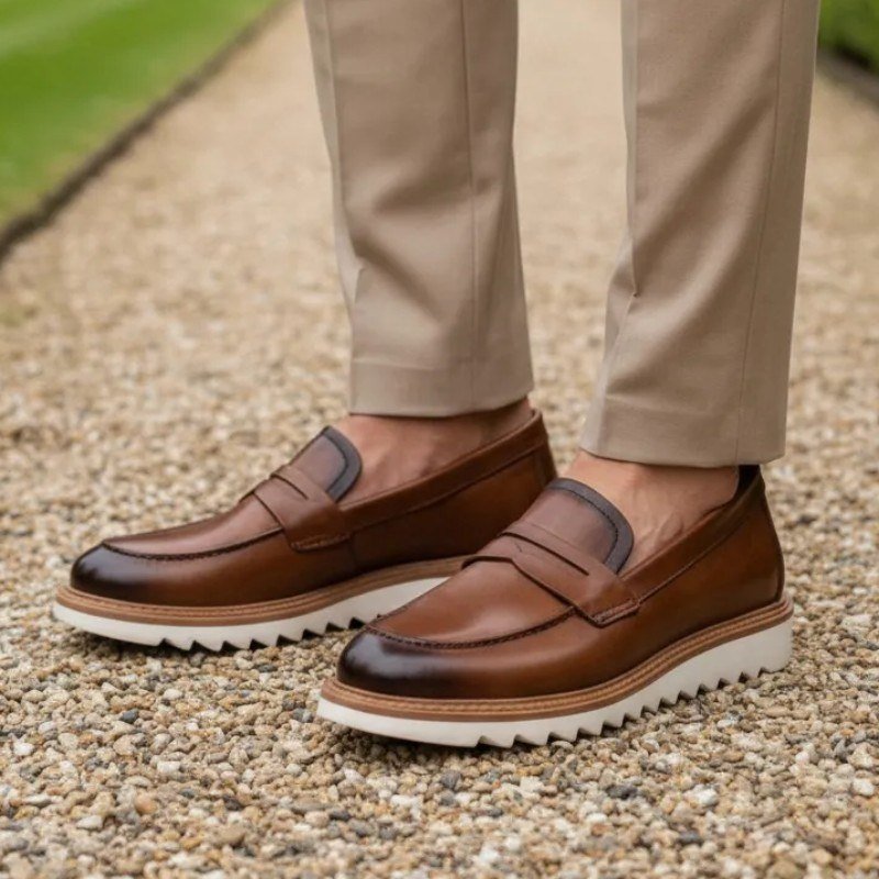 Sapato Mocassim Loafer Gugi Tratorado Conforto Premium Leve