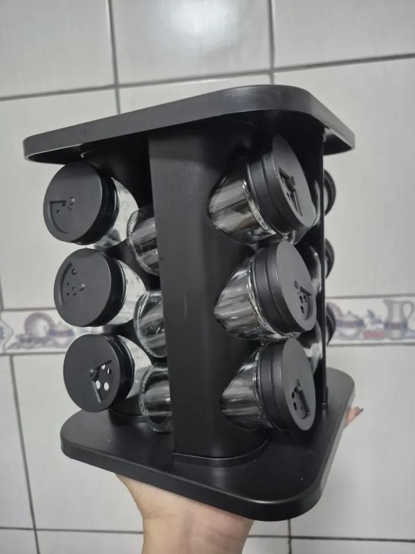 Porta Tempero de Mesa Giratório 12 Potes + Frete Grátis