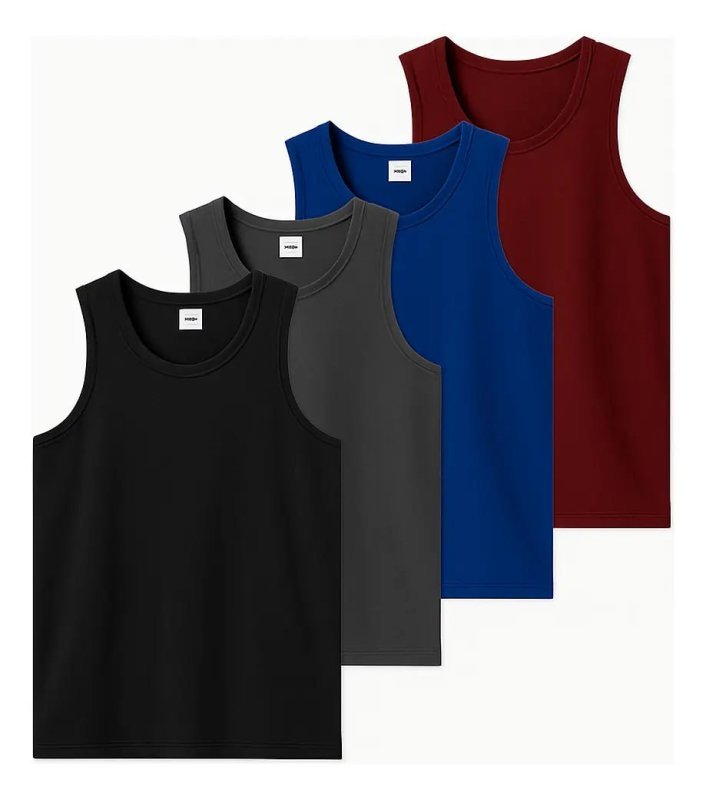 Kit 4 Regatas Masculinas Básicas Academia Dry Fit