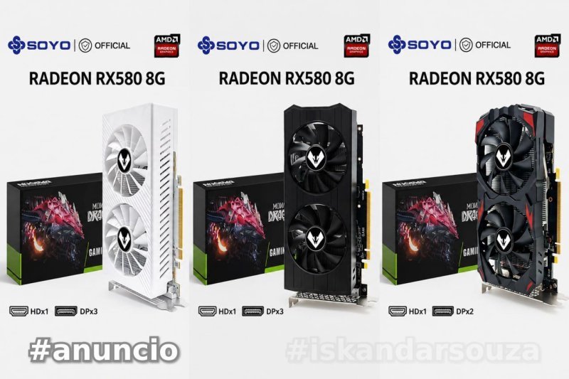 Placa de Vídeo RX 580 8GB 8Pin RX580 SOYO
