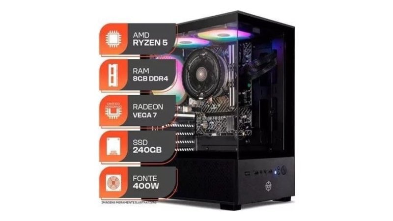 Pc Gamer Forge com Amd Ryzen 5 5600Gt