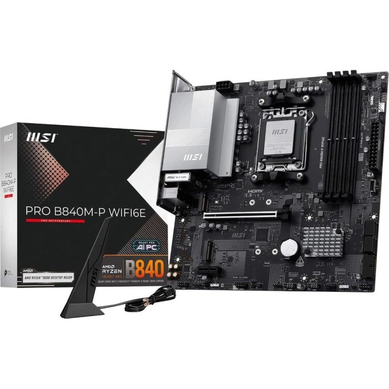 Placa Mãe MSI Pro B840M-P WiFi6E AMD Ryzen AM5 DDR5 MATX M.2 NVMe HDMI B840M-P
