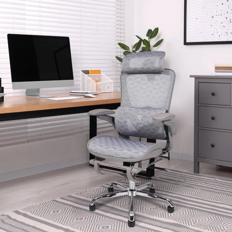 Yesop Cadeira De Escritório Ergonômica Com Apoio Lombar E De Pernas Assento Zero Gravity Cor Branco