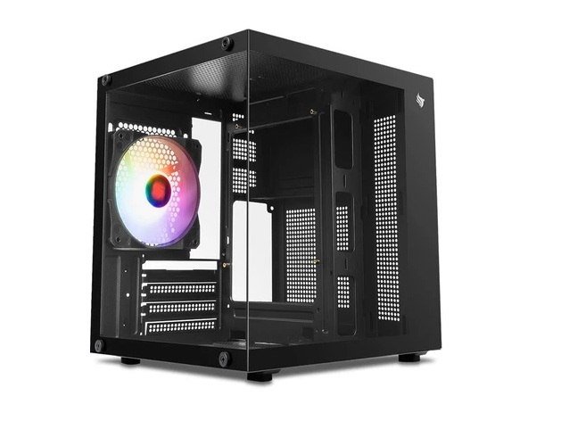 Gabinete Gamer Aquário Pichau Atom, Mini-Tower, Lateral de Vidro, Com 1 Fan, Preto
