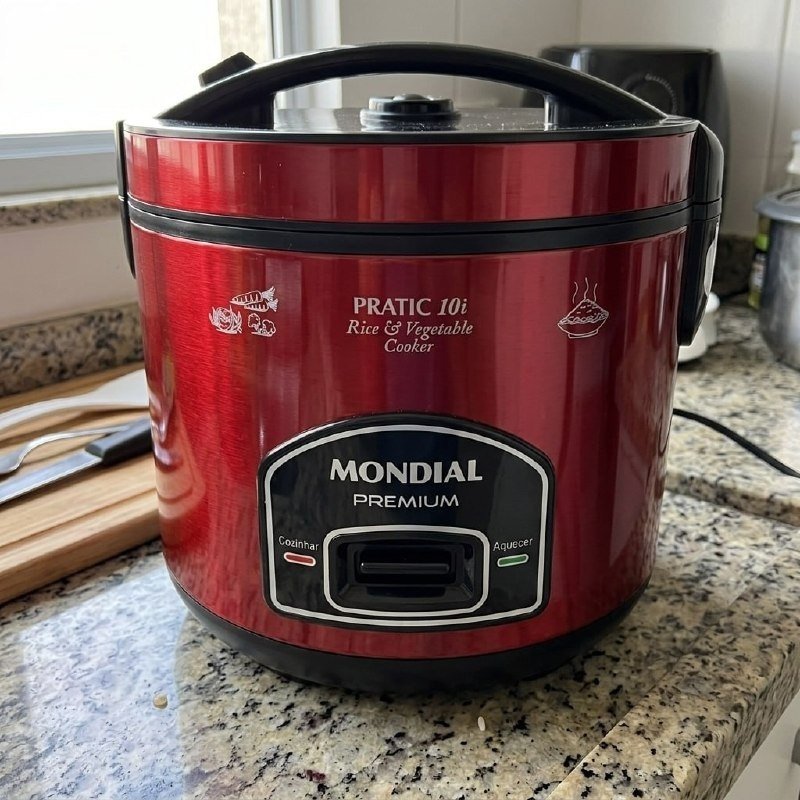 MONDIAL Panela Elétrica de Arroz, Vermelho/Inox, 700W, 220V - PE-46-10X