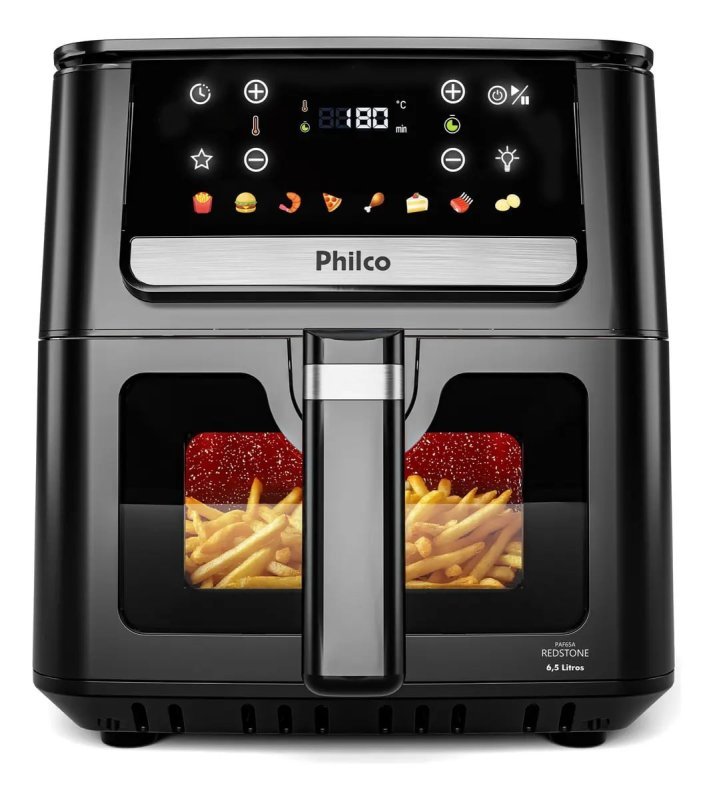 Philco Air Fryer 6,5L Digital - Visor Glass - Revestimento RedStone 1700W
