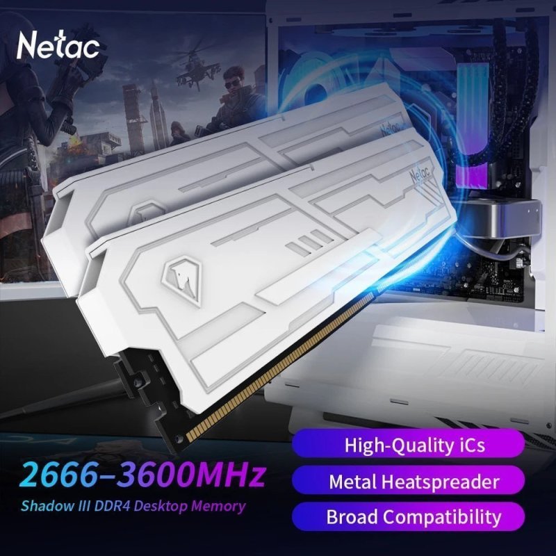 Memória Netac 2 x 8Gb Ddr4 3200 Mhz 1,35V Branca