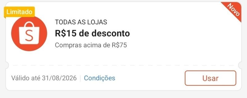 R$15 OFF em compras acima de R$75 com o cupom GG15ES
