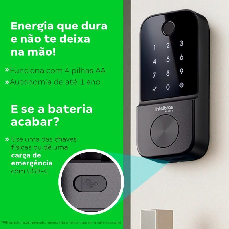 Fechadura Digital de Embutir Biométrica FR 221V Intelbras
