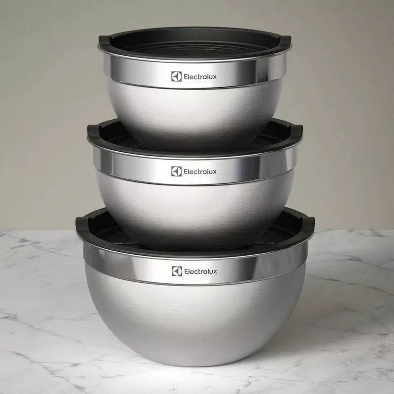 Conjunto Bowls Tigelas Inox Com Tampa Plástica - Electrolux