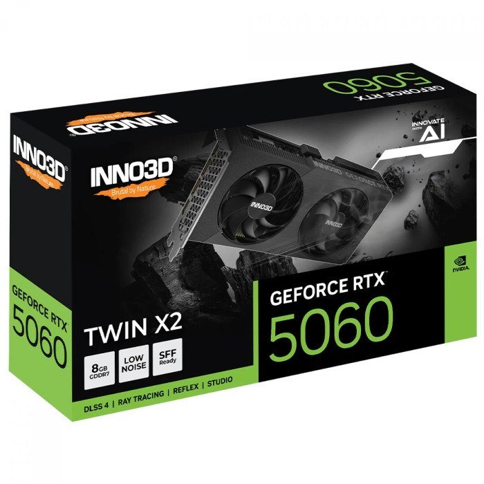 Placa De Vídeo INNO3D RTX 5060 Twin X2 8GB GDDR7 Preta