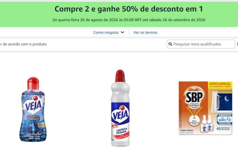 Compre 2 e ganhe 50% de desconto em 1