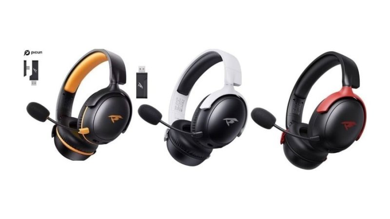 Headset Sem Fio 2.4GHz Picun-G3 Baixa Latência, Áudio Espacial 3D, Enc Mic