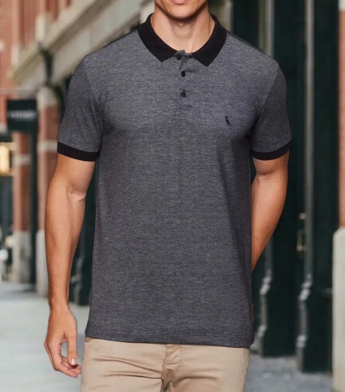 Polo Slim Piquet Denim Rsv Reserva