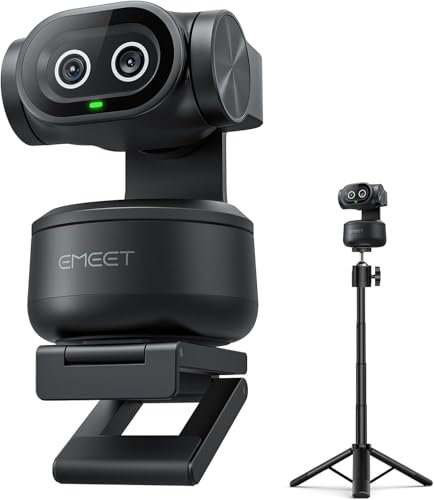 EMEET PIXY Câmera PTZ Dual com IA, 4K com Tripé