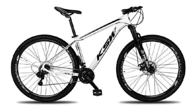 BICICLETA ARO 29 KSW XLT 21 MARCHAS SHIMANO FREIOS A DISCO QUADRO 17 BRANCA