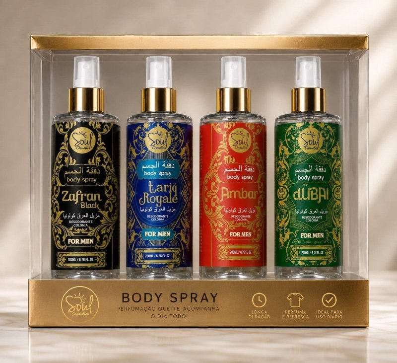 Body Splash Arabe C/4un 200ml Perfume Masculino de Luxo