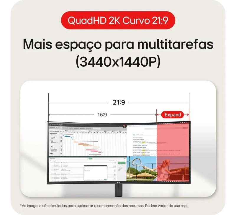 Monitor LG UltraWide Curvo 34" QHD 2K 100Hz