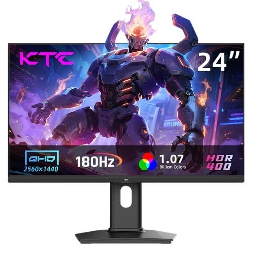 Monitor Gamer KTC 24", Fast IPS QHD (2560 x 1440), 180Hz, até 185Hz, HDR400, AMD FreeSync Premium e NVIDIA G-SYNC, HDMI, DisplayPort, Ajuste de Altura e Inclinação, Suporte VESA, H24T7