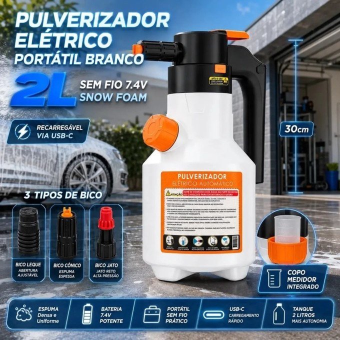Pulverizador Elétrico de Espuma Automotiva 2L + Frete Grátis