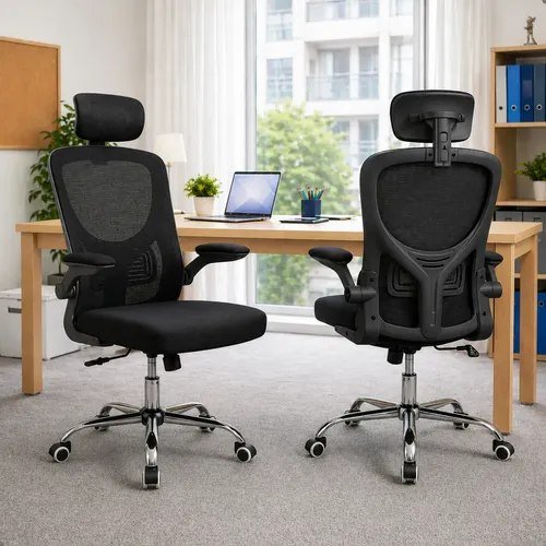 Cadeira De Escritório Ergonômica Giratória Tela Mesh Preta