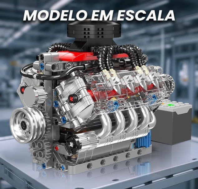 Blocos de Montar Construção de Motor V8 Modelo Brinquedos (487 Peças) + Frete Grátis