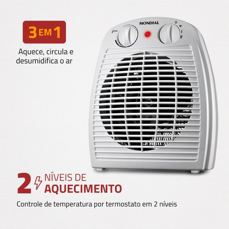 Mondial Aquecedor A Ar 2000W 220V - Cinza/Branco