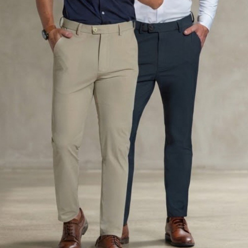 Kit 2 Calça Masculina Alfaiataria Poliamida Social Premium