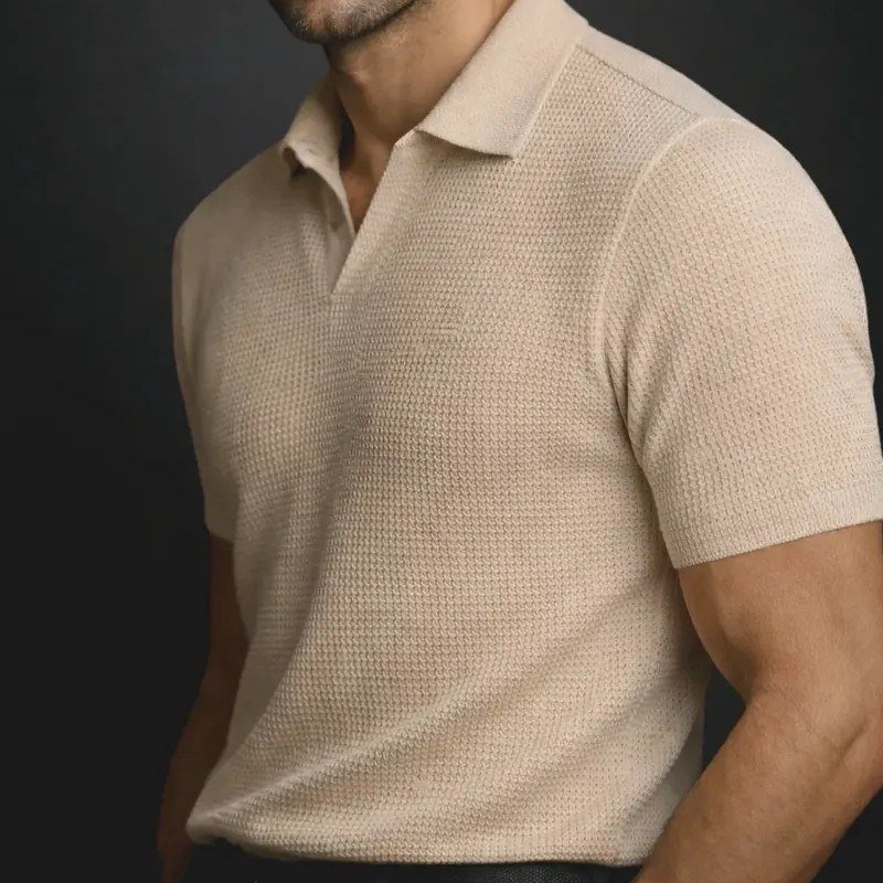 Camisa Camiseta Polo Masculina Texturizada Sem Botão (P ao GG)