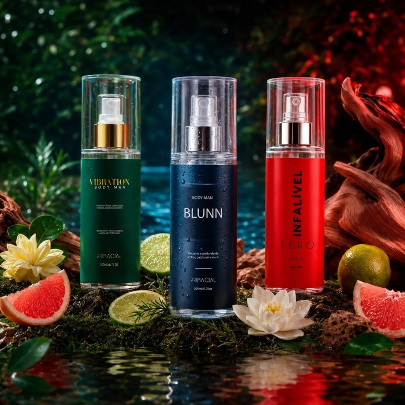 Kit Body Splash Masculino Vibration + Blunn + Infalível Fero