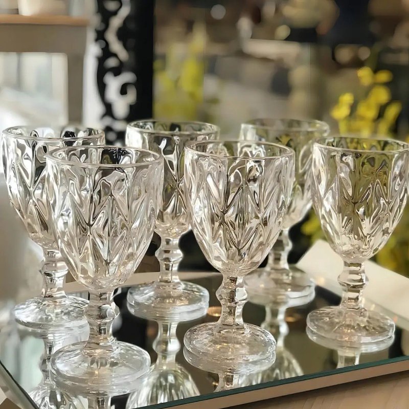 Jogo De Taças De Vidro Diamante Com 6 Peças De 340 Ml Linha Premium