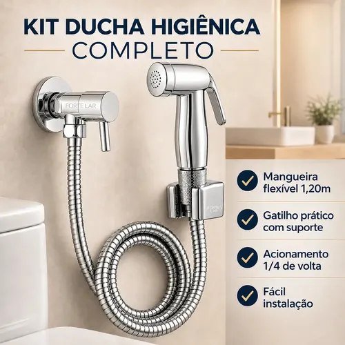 Ducha Higiênica Chuveirinho de Banheiro 1.20m Bidê Forte Lar 1/4 Volta