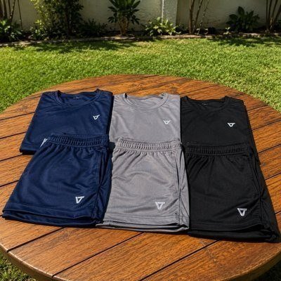 Kit Com 3 Conjuntos Academia Masculino Dry Fit Shorts+camisa