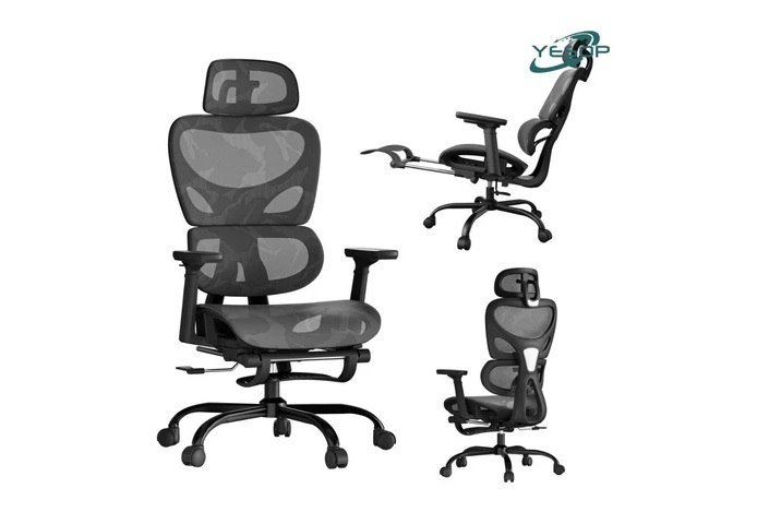 YESOP Cadeira De Escritório Ergonômica Com Apoio Lombar, Preto
