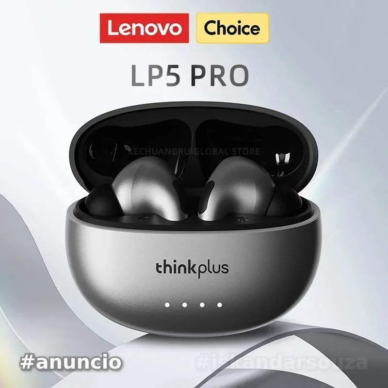 Fones de Ouvido TWS Sem Fio Lenovo LP5 PRO Bluetooth 5.4