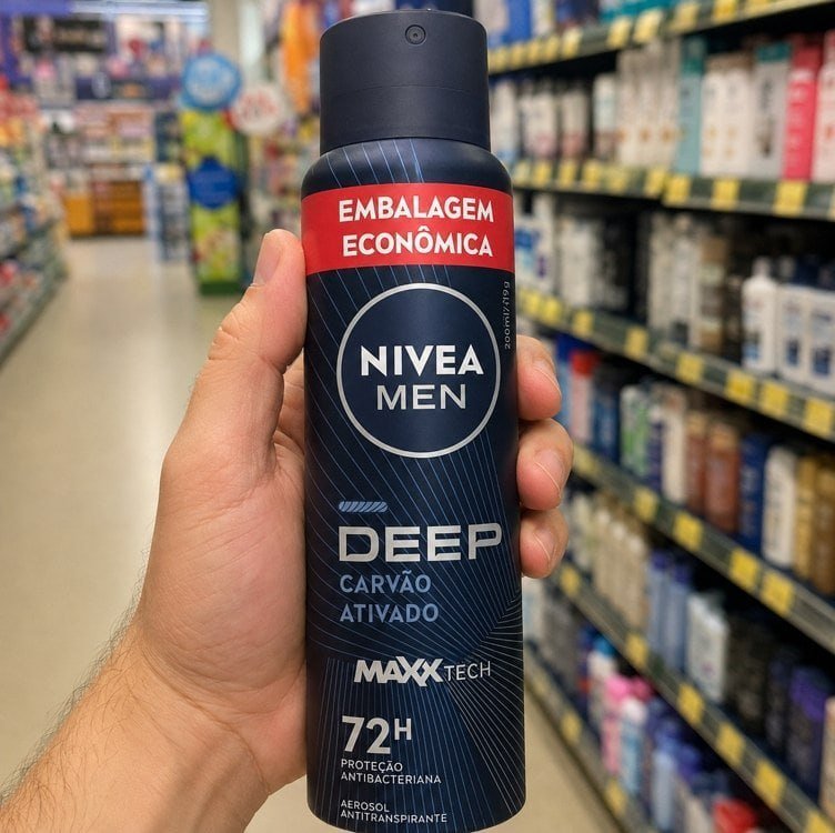 NIVEA MEN Desodorante Antitranspirante Aerossol Deep Carvão Ativado 200ml 72h