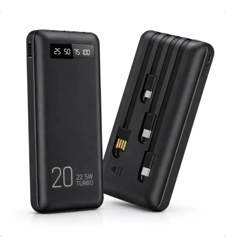 Power Bank 20000mAh Carregador Portátil Turbo 22.5W Display Digital Preto