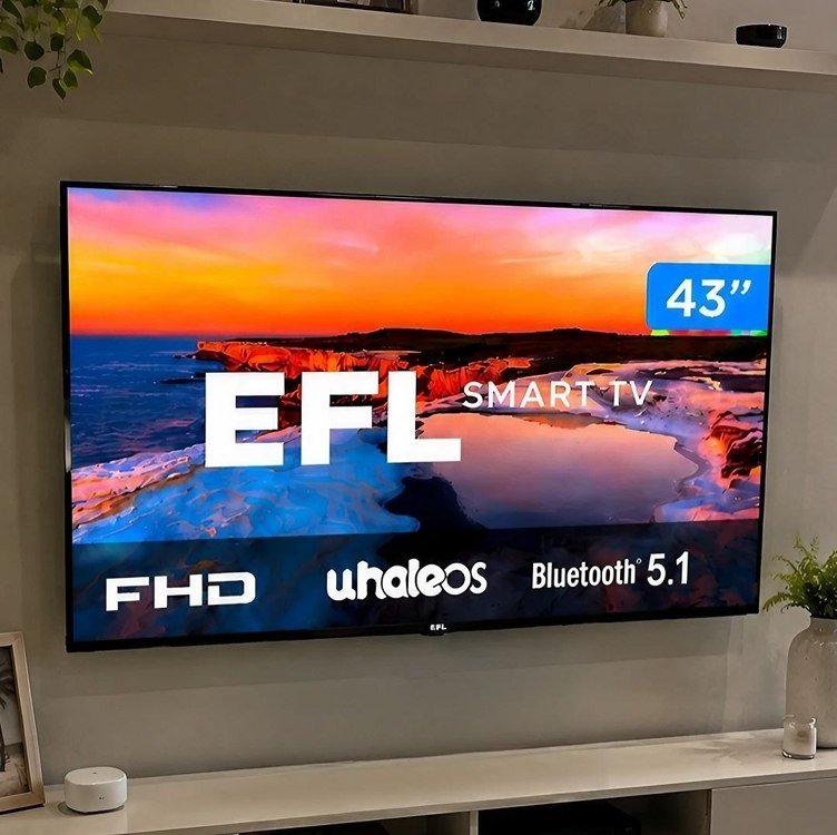 Smart TV 43" LED, Full HD, Ultrafina, Sem bordas, 3 HDMI 2 USB, Controle remoto multifuncional, Wifi, Bluetooth - EFL 43SX800FD