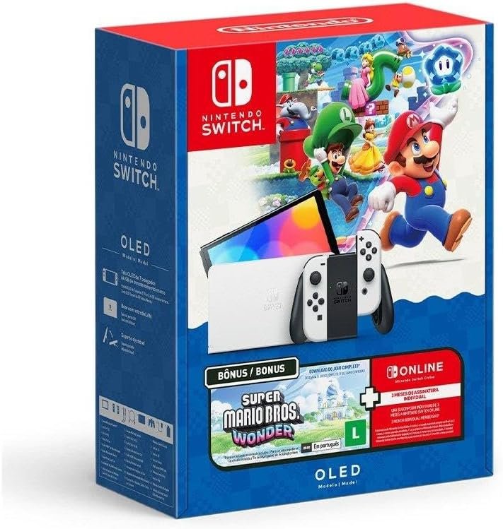 Nintendo Switch OLED + Super Mario Bros. Wonder + 3 Meses Online