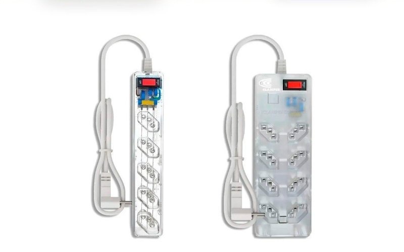 Filtro de Linha Clamper Energia Bivolt com DPS 5 Tomadas - Transparente