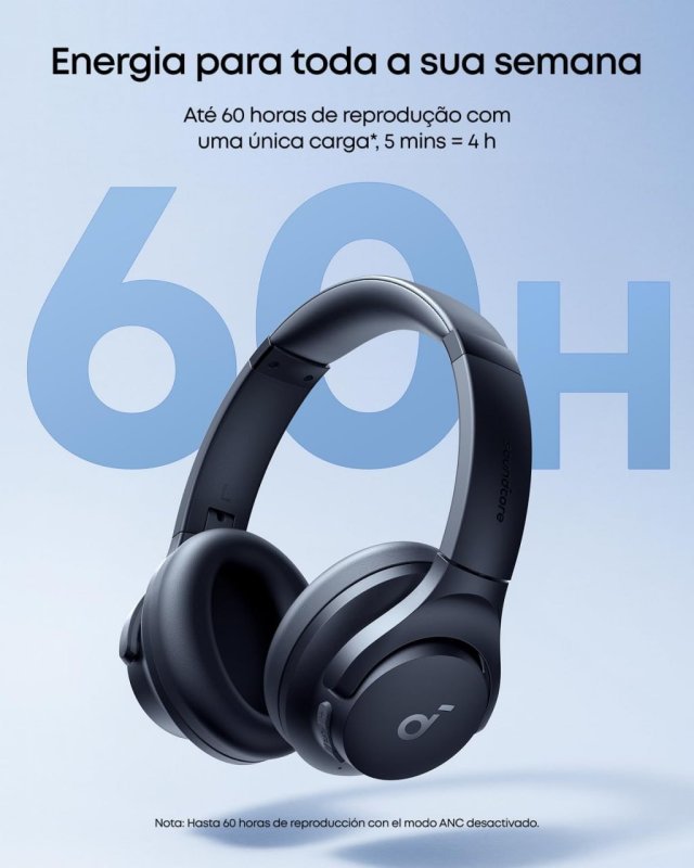 Anker Soundcore Q20i - Fone Bluetooth ANC Híbrido - 60H Áudio Hi-Res