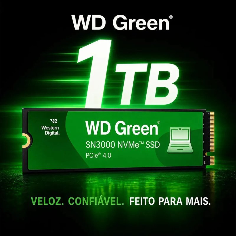 Western Digital SN3000 1TB NVMe - 5000MB/s Leitura - 4200MB/s Gravação