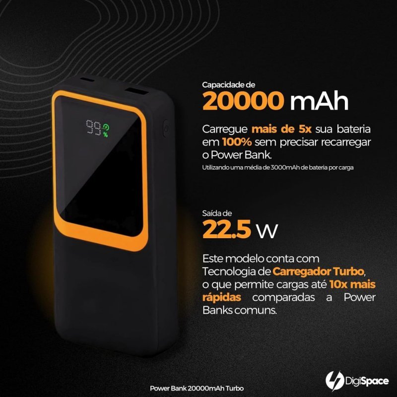 Carregador Portátil (Power Bank) 20000Mah Turbo 22.5w