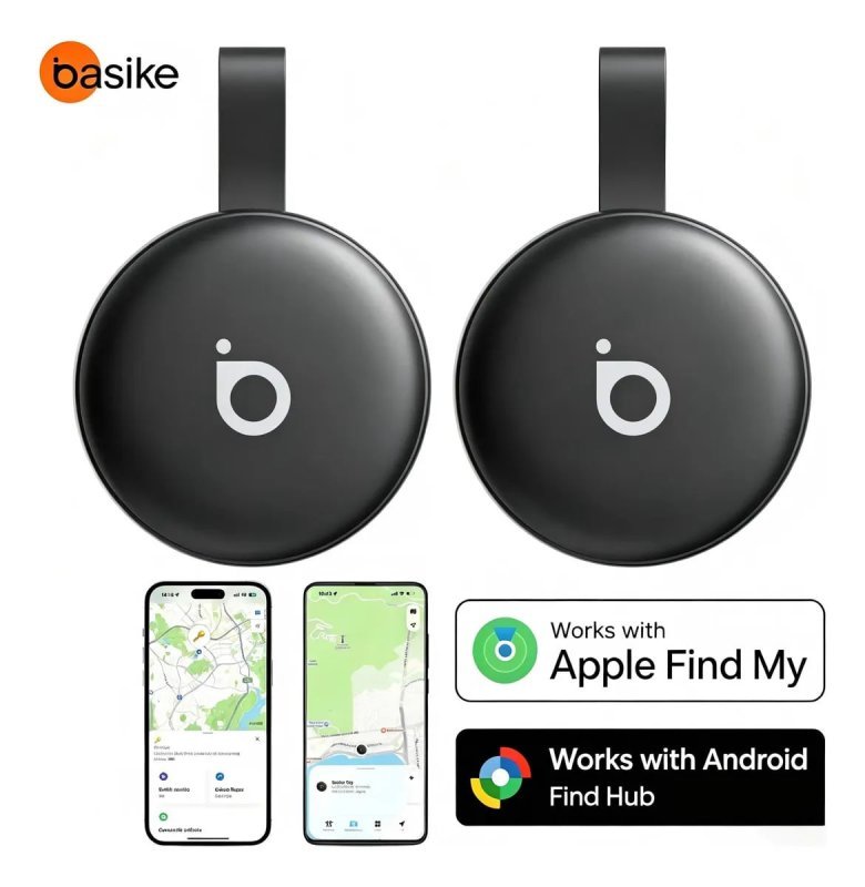 Basike Mini Smart Tag Rastreador GPS - Compatível iPhone e Android - Alarme 100dB - 12 Meses Bateria